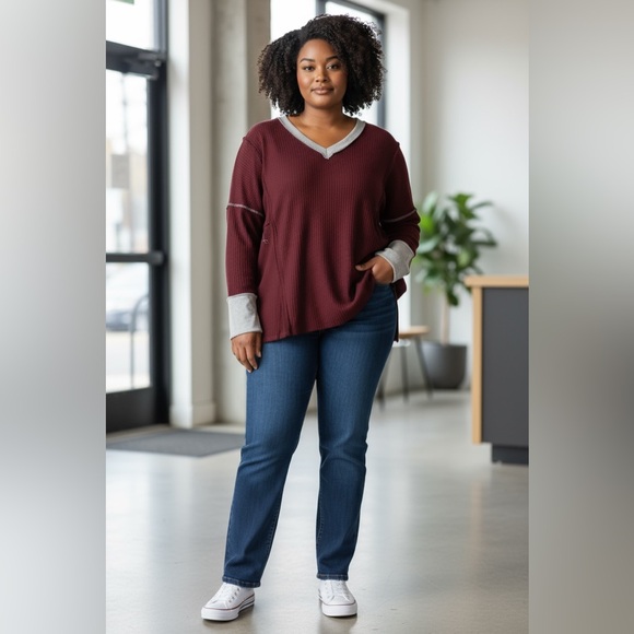 NWT Sugarfox MAROON THERMAL TOP - Picture 1 of 3